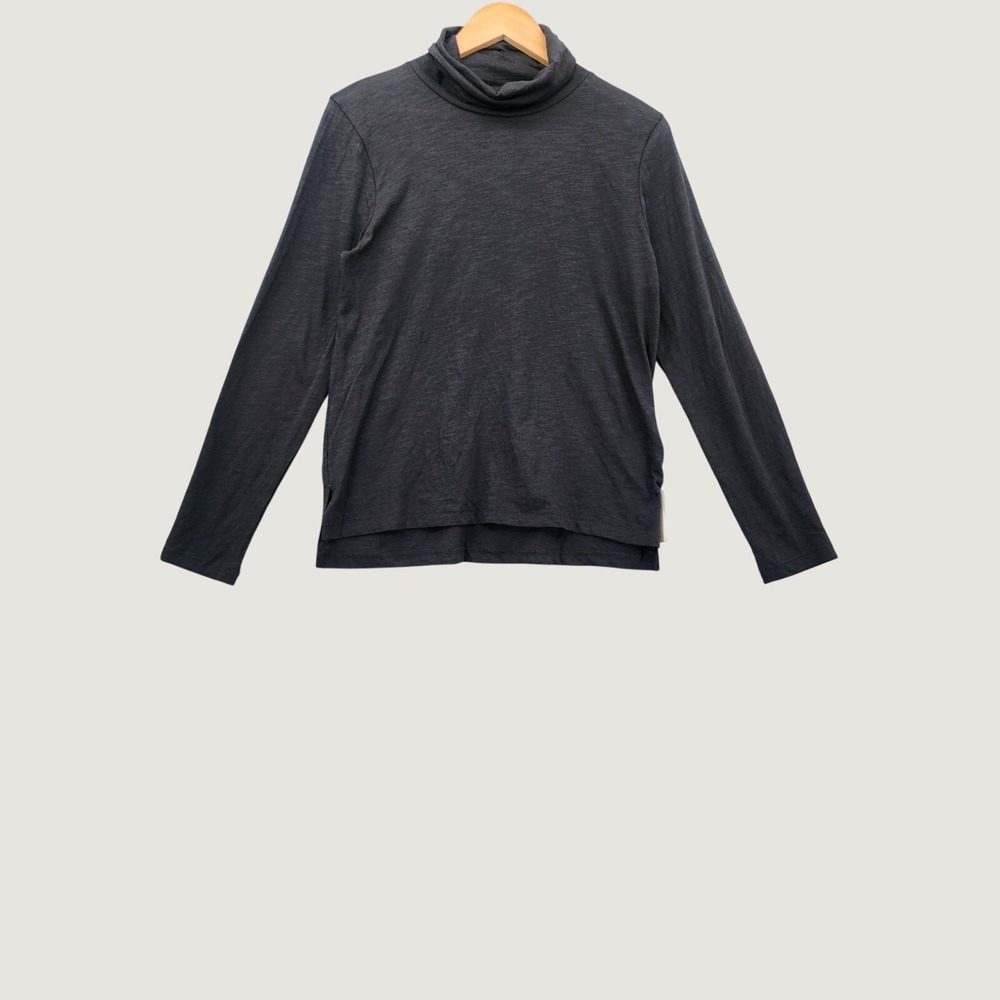 Madewell Whisper Cotton Turtleneck Black Long Sleeve Tee Style MA910 Medium NEW